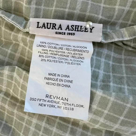 Vintage Laura Ashley raspberry/green plaid print quilted pillow shams - Picture 6 of 10